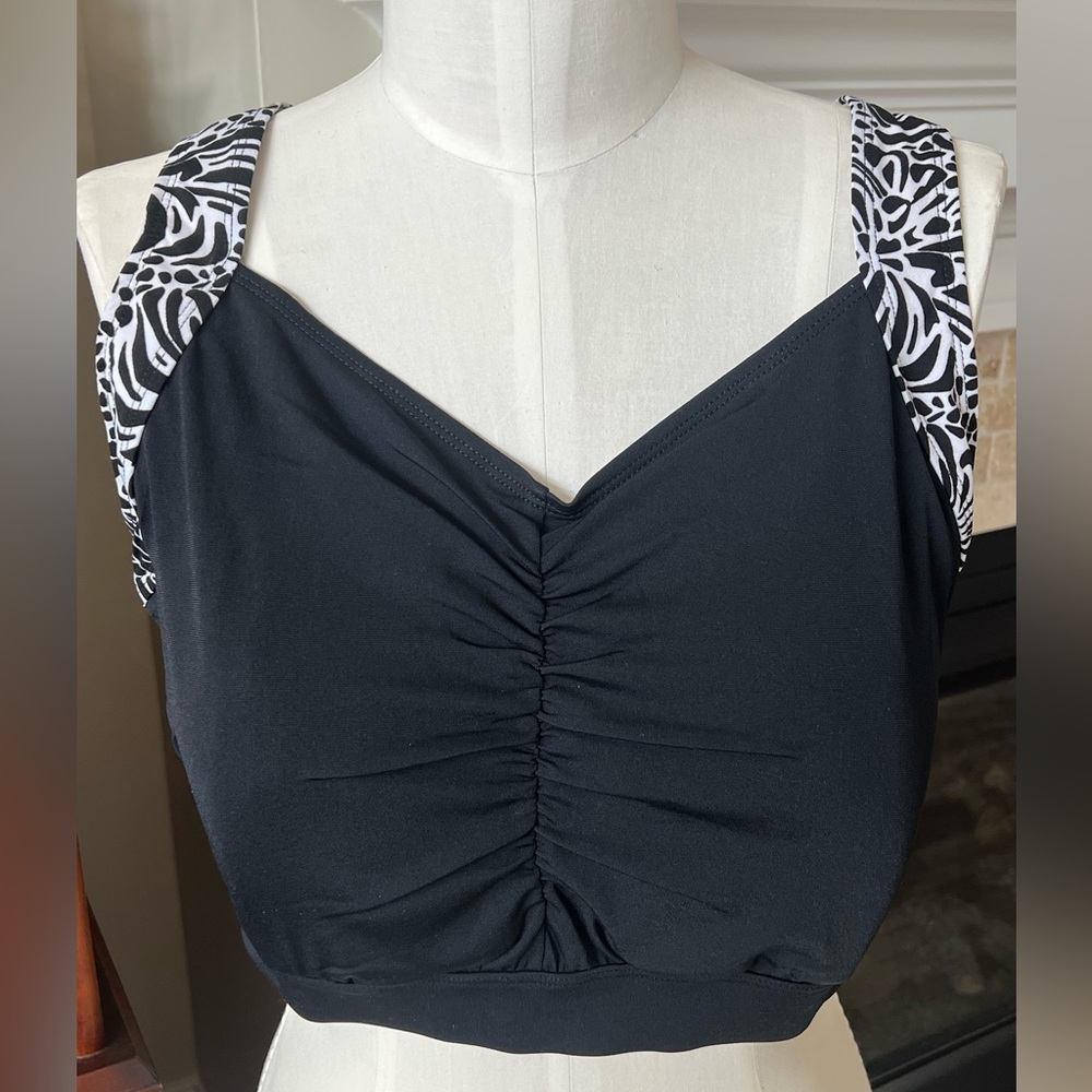 🆕Aqua Sport Juno Swim Bra 1X MADE IN USA 🇺🇸 Black aloha print